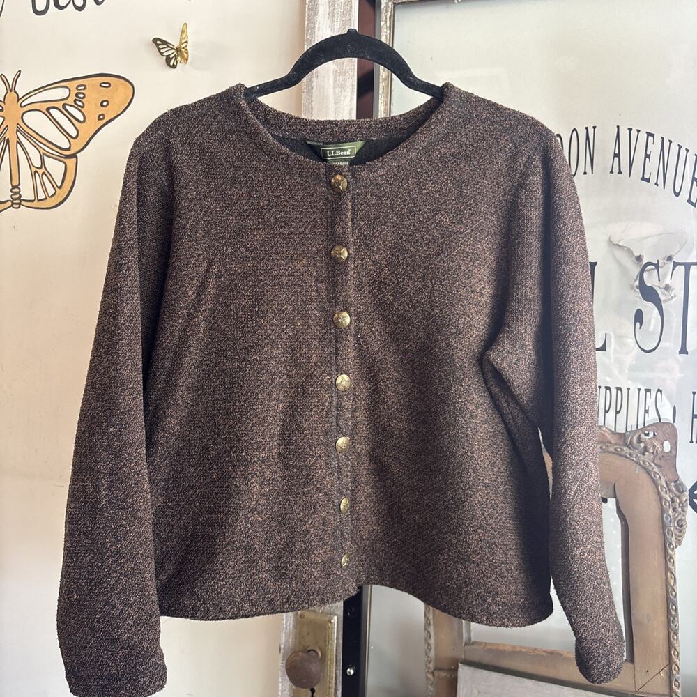 Women’s LL Bean Knit Brown Cardigan Size Medium